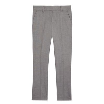 Boys' grey textured slim fit trousers